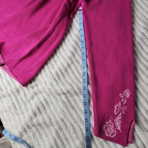 Susan Graver Women’s L Pink Floral Embroidered Knit Sweater Pullover Long Sleeve - Picture 8 of 10